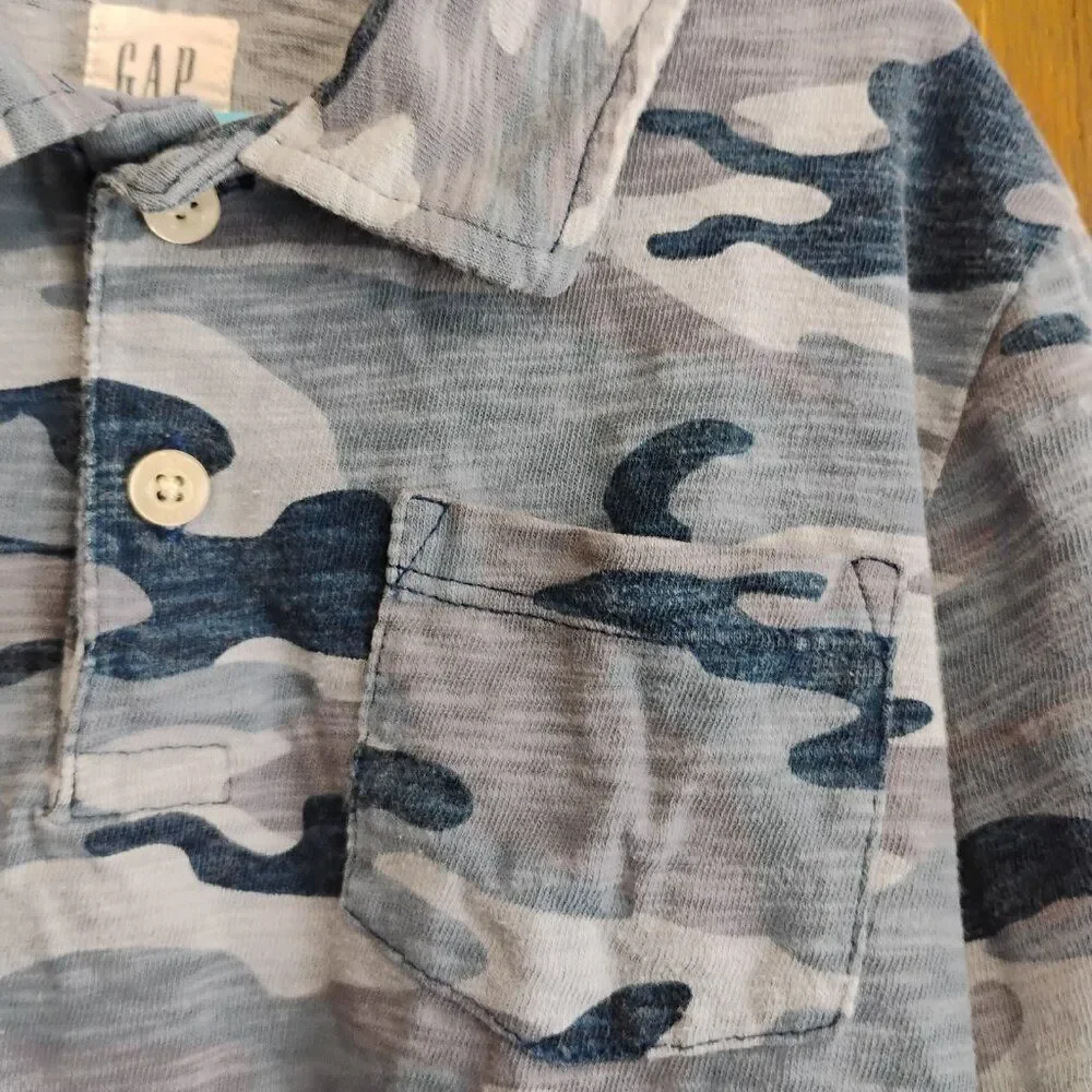 Gap Kids Blue Camo Polo Shirt Boys Size S